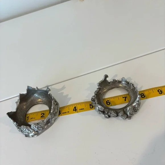 Vintage pewter holiday themed candle holder SET by Seagull Canada 1994 - Picture 11 of 14